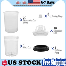 1 Set 180ml Disposable Paint Spray Gun Cup System Liners and Lid US STOCK