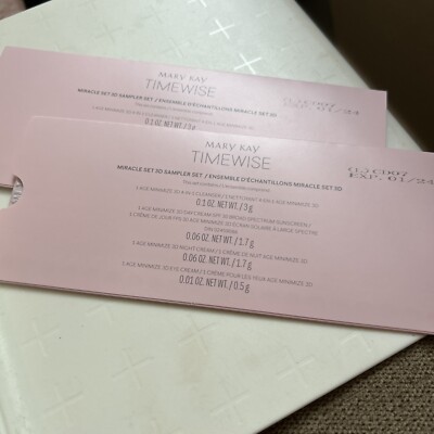 2  Mary Kay Timewise Miracle 3D Sampler Sets Normal To Dry Purse Travel 2 Packs