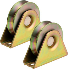 2 Pcs 3" Sliding Gate Wheels, V Groove Caster, Heavy Duty Rigid Caster Bracket