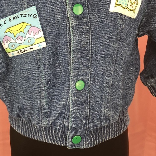 Giacca denim Judy Philippine bambina 24 mesi vintage 1980 blu pattinaggio su ghiaccio a scatto - Foto 7 di 9