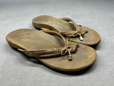 Vionic Sandals Brown 10 Bella II Cork Slides Flip Flops Contoured Footbed Bow