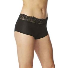 No Boundaries Women's Micro W Lace Boyshort Panties Size 3XL Solid Black