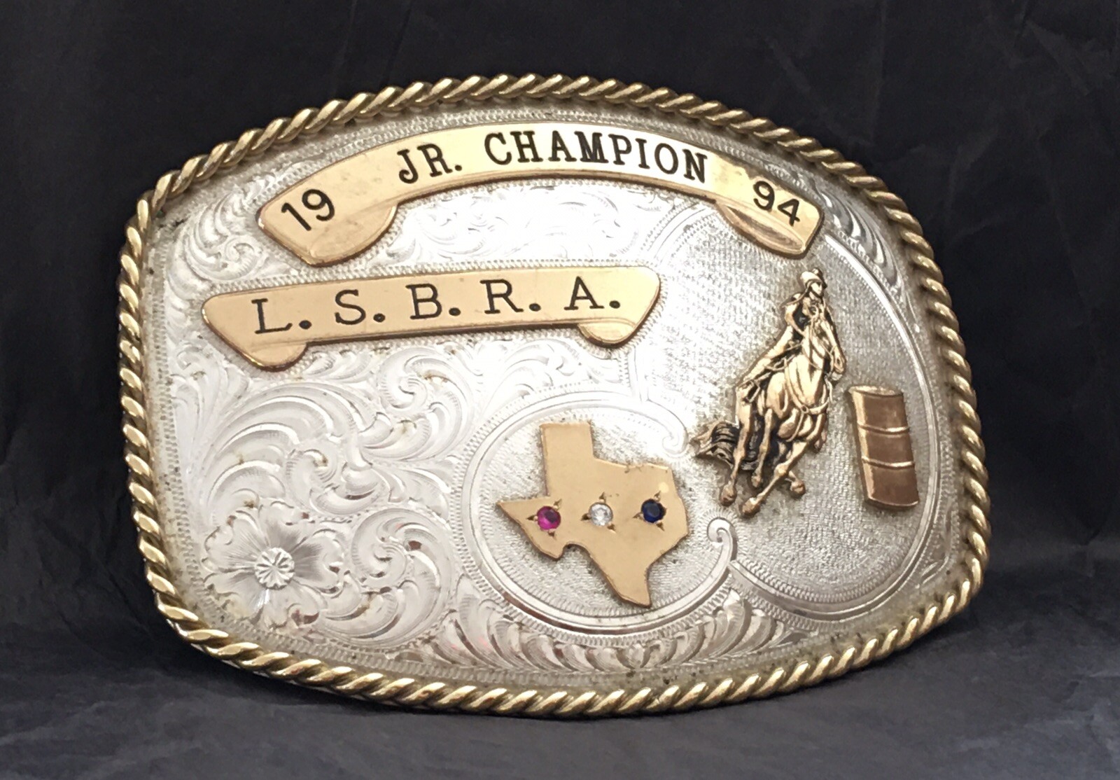 1994 LSBRA Lone Star Barrel Racing Champion GIST Sterling OL TEXAS Trophy Buckle
