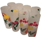 8 Vintage 1950's Federal HighBall Glass Frosted Fruit Mid Century Tom Collins