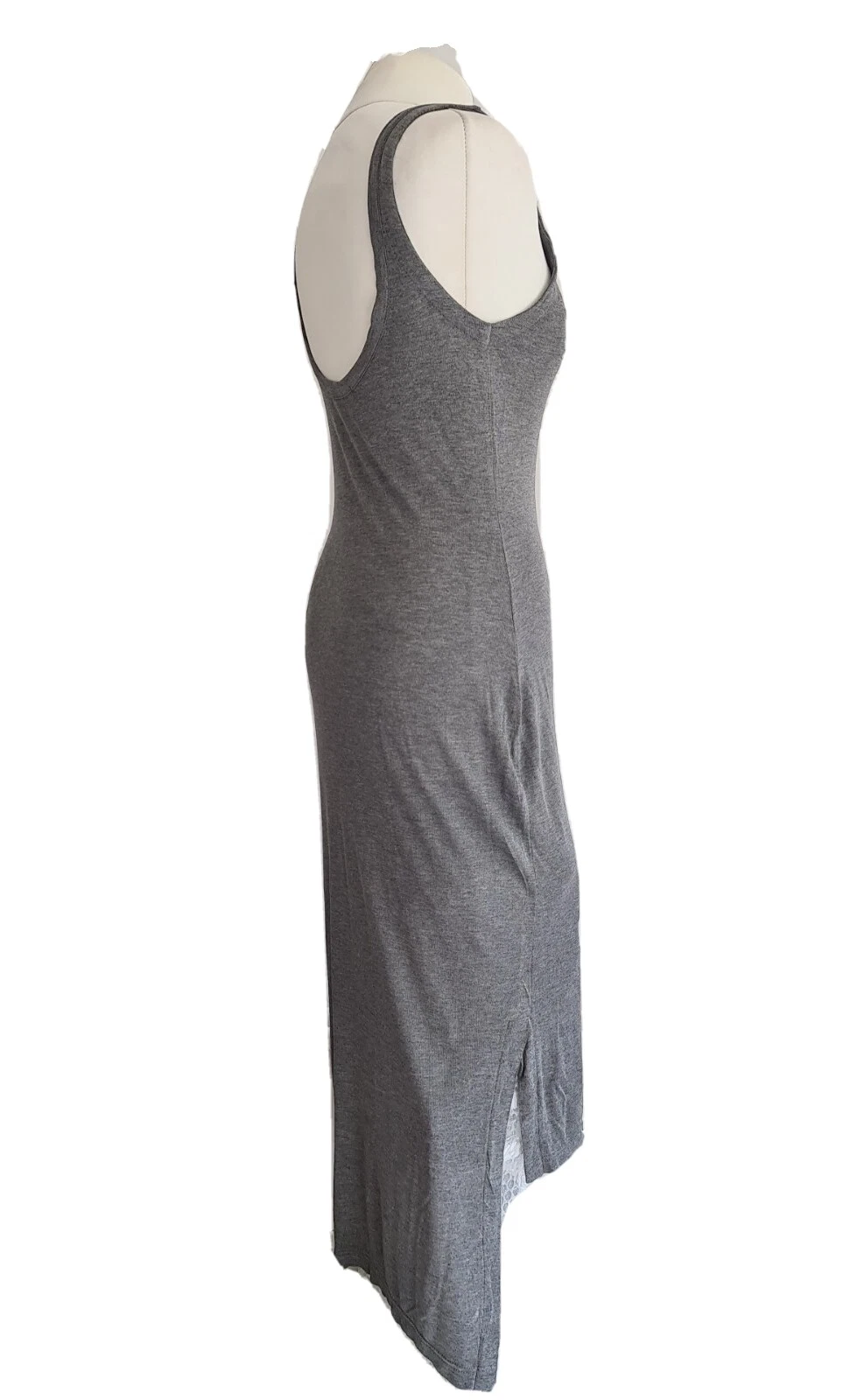 T ALEXANDER WANG ABITO DONNA GRIGIO SMANICATO JERSEY MIDI SLIP. SMALL UK 8.