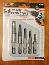 Performance Tool 5pc Fine Spiral Screw Extractor Set w/1/4" Hex Shank #W2964