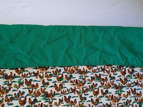Handmade Rooster Blanket 42"X69" Farmhouse Fleece And Cotton Green - Picture 2 of 7