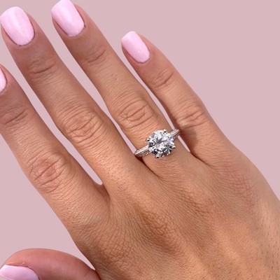 Exclusive Diamond Ring IGI 14k White Gold Lab Created 1.80 Ct E F VVS Round Cut