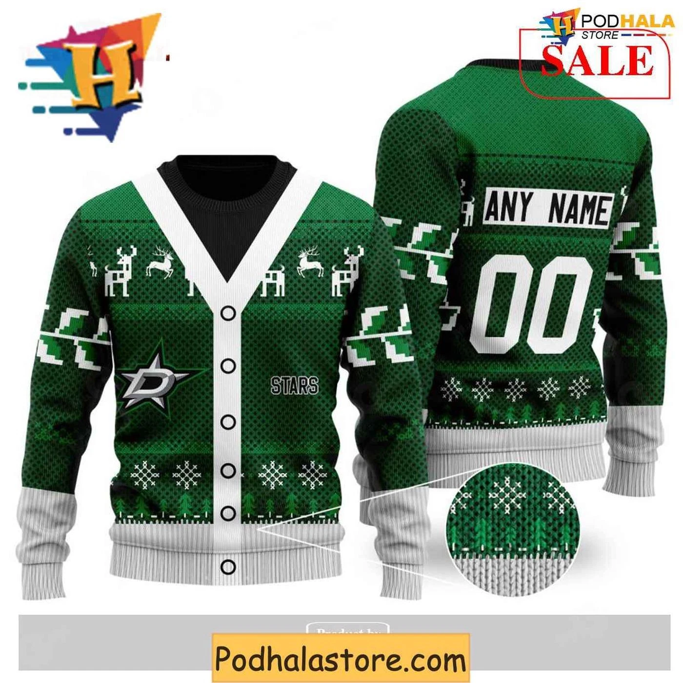 Personalized Dallas Stars Ugly Christmas Sweater, Holiday Gift for Fans