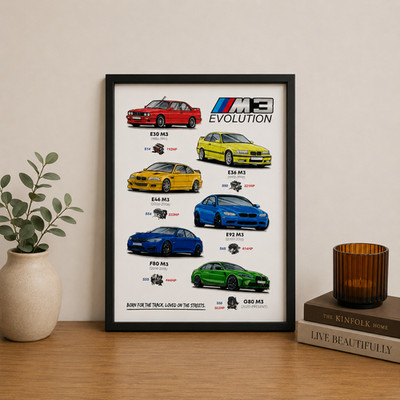BMW M3 Evolution E30 G80 3D Display Frame Car Model Showcase Gift for Collect