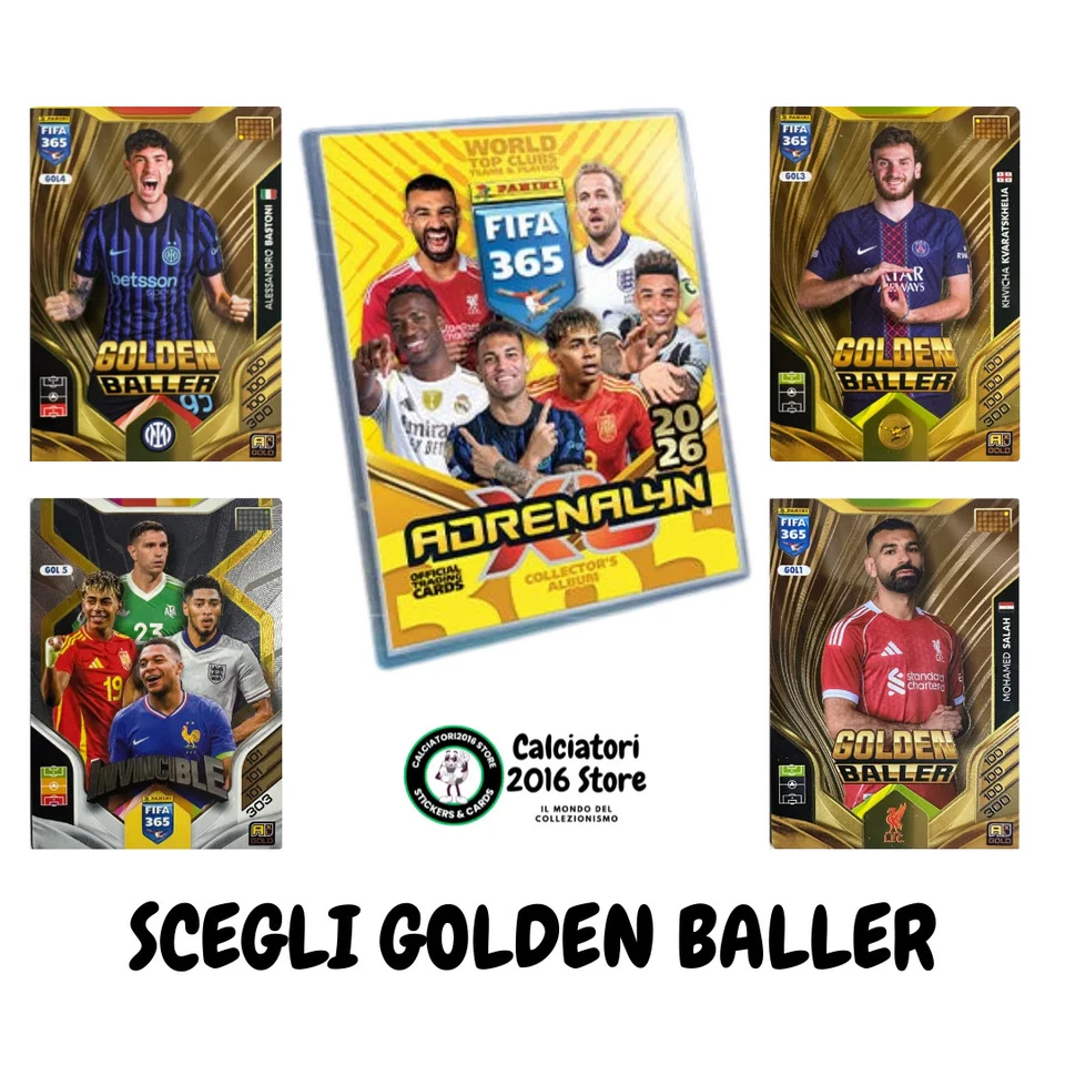 Panini Adrenalyn XL FIFA 365 2026 - Card Golden Baller Invincibile a scelta