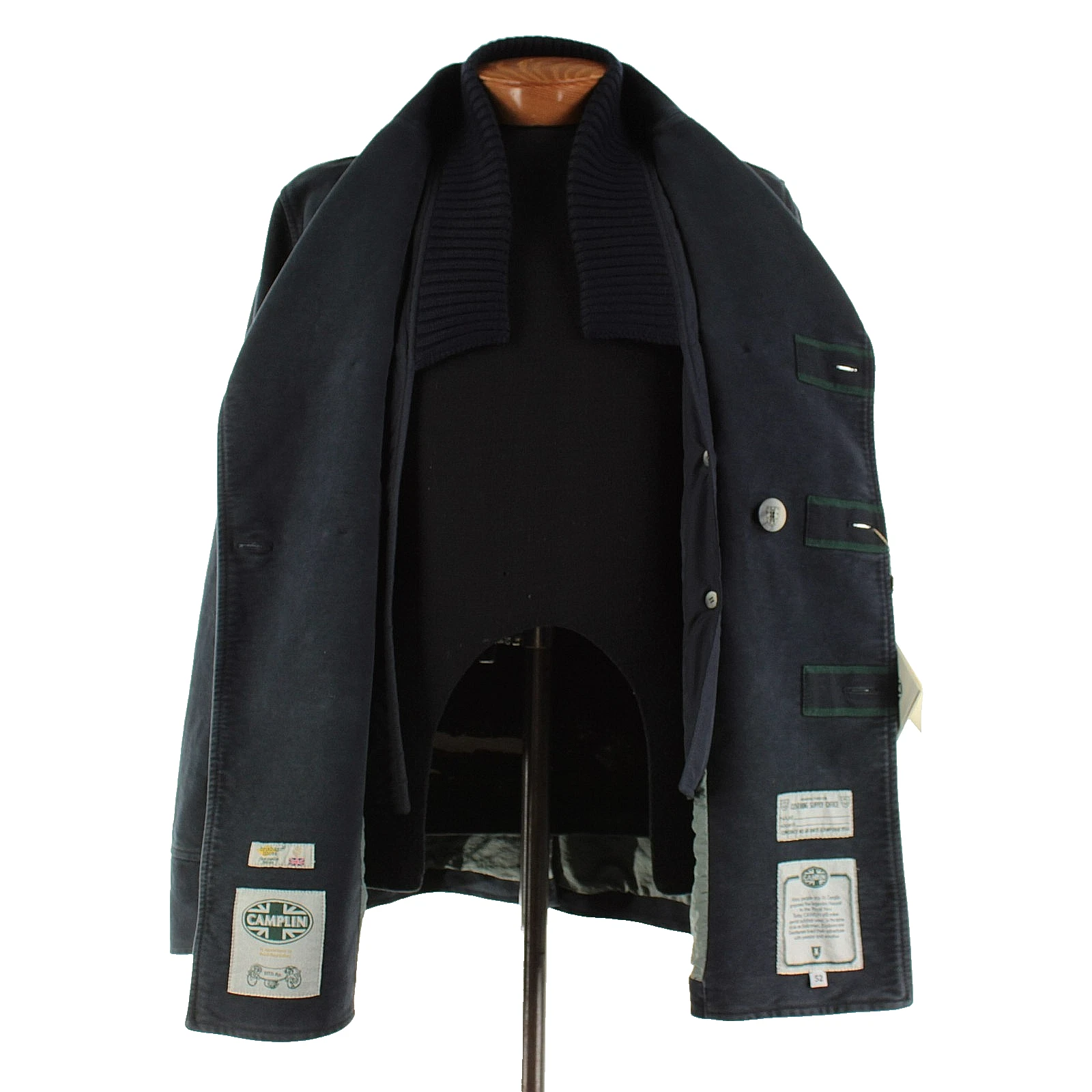 Camplin NWT 100% Cotton Pea Coat w/ Removable Lining Size 52 (L US) In Blue - product detail image 12
