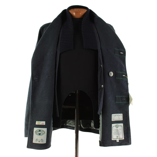 Camplin NWT 100% Cotton Pea Coat w/ Removable Lining Size 52 (L US) In Blue image 12