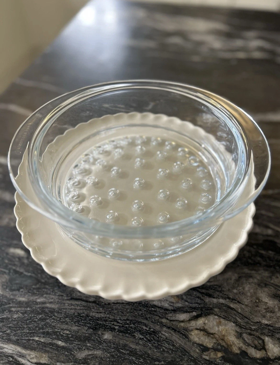 PYREX Steamer Glass Basket Borosilicate Clear Glass 20cm Handle to Handle 26cm