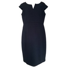 Linea Dress Womens UK12 Black Textured Fabric Cap Sleeve Knee Length Lined LBD