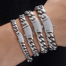 Men Hip Hop Jewelry Stainless Steel Cuban Lin...