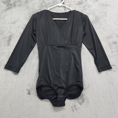 CYSM Leila Bodysuit Womens S/M Black 3/4 Sleeve Surplice Neckline Scrunch Booty