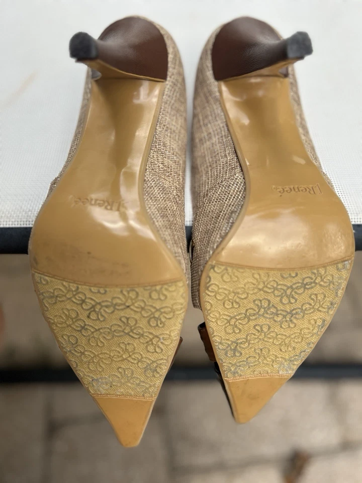 Sapatos sociais femininos J Renee tamanho 11 W bronzeado ilhós linho salto de crocodilo - Imagem 4 de 4