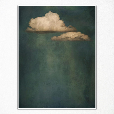 Vintage Sky Cloud Canvas Wall Art, Retro White Clouds in the Blue Sky Art Prints