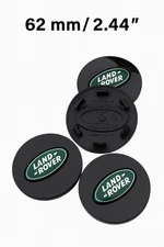 Set of 4 Land Rover Wheel Center Caps Black/Green Glossy 62mm