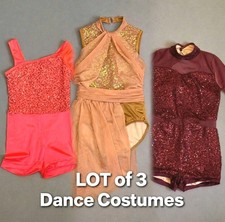 Weissman Girls Sequins Dance Costumes Lot of 3 Sz MC Medium Child Beautiful 