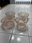 Vintage Anchor Hocking Queen Mary Pink Ribbed Dessert Bowls Set of Four 4