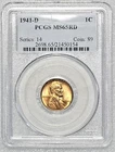 1941-D Lincoln Wheat Cent US 1c PCGS MS65 RD Red