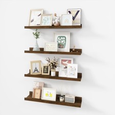 Picture Ledge Shelf, Wood Floating Shelves Set of 4, 24 inch Picture Ledge Sh...