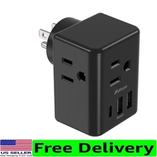 Multi Plug Outlet Extender - 3 AC Outlets with Smart USB Charging for Travel