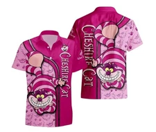 Cheshire Cat 3D Hawaiian Button Down Shirt Unisex Adults S-5XL