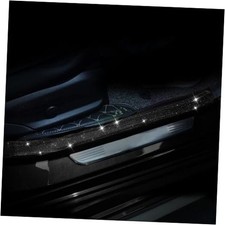 Car Door Sill Protector with Bling Rhinestones 2PCS Edge 1.96"x 23.62" Black
