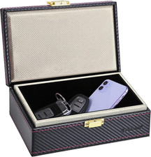 Faraday Box, Car Key Fob Protector, Carbon Fiber Signal Blocker for Keyless Fob,
