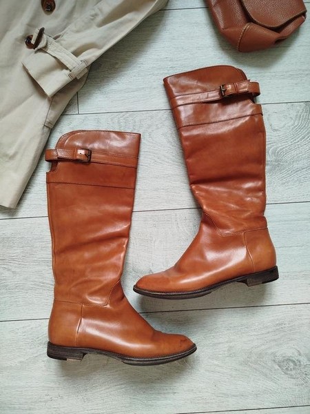 Women Pollini Boots Brown Leather 37