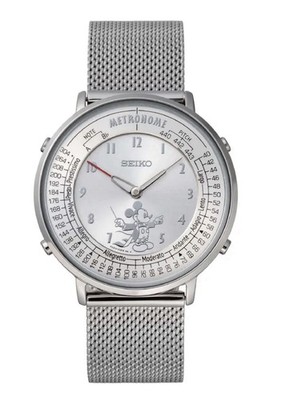 New Seiko Metronome Watch Mickey Mouse Limited Edition # 32 / 100 Silver SMW003D