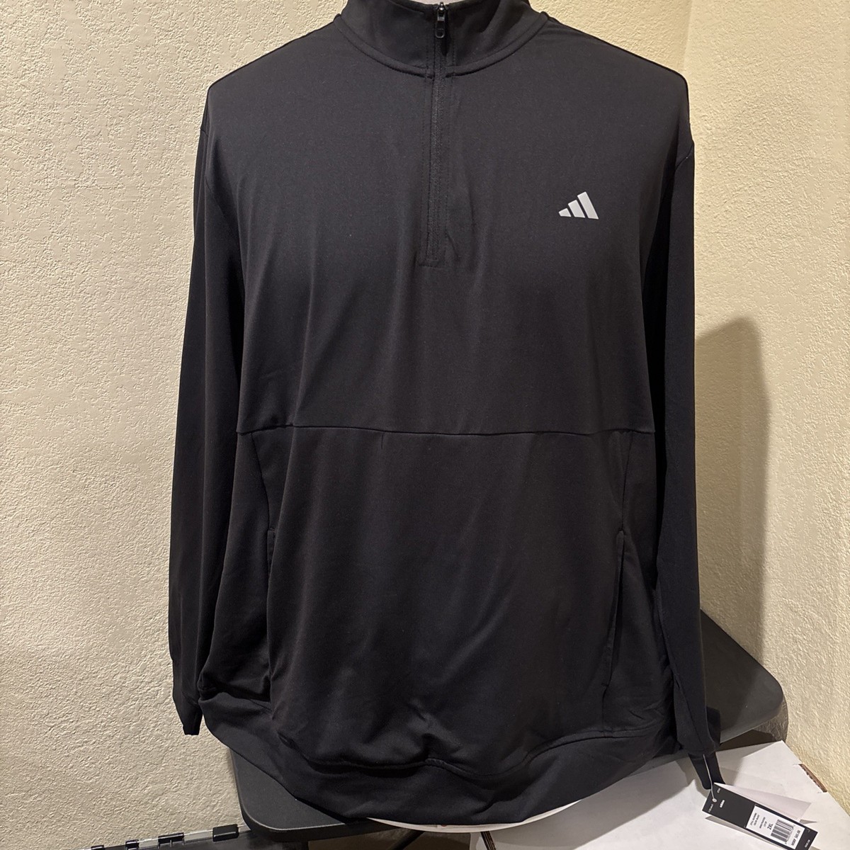 Adidas Men's Peached 1/4 Zip Pullover Lightweight Pullover Black