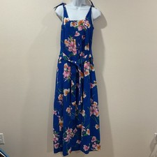 Vintage Handmade Dress Sz M Floral Tropical Cottagecore Maxi Boho Vacation
