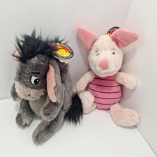 NWT Disney Parks Authentic Original Plush Set Piglet  Eeyore W/Removeable Tail