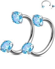 2PCS Septum Rings Circular Barbell Horseshoe 20G Surgical Steel Piercing Jewelry