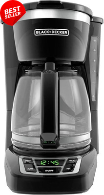 12-Cup Digital Coffee Maker, Programmable, Sneak-A-Cup, Washable Filter, Black