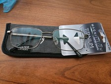 Foster Grant T10 1.00 Strength Men's Reading Glasses Titanium Magnivision New