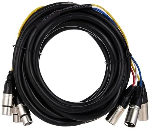 Cable serpiente XLR macho a XLR hembra de 4 canales - 20 pies - negro/plateado, metal con Foto 3 de 4