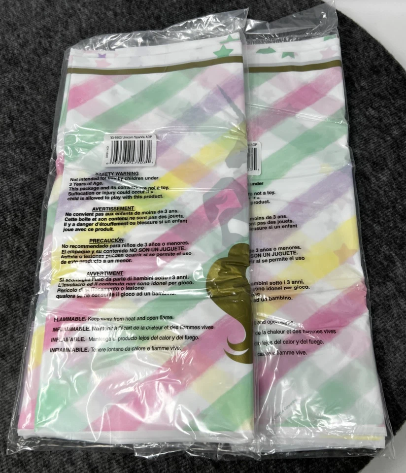 Creative Converting All Over Print Plastic Tablecover, Unicorn Sparkle (2 Pack) - Image 2 of 2