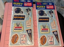 Vintage Puffy Stickers NFL Football Chicago Bears Russ Lot Of 2 Packs