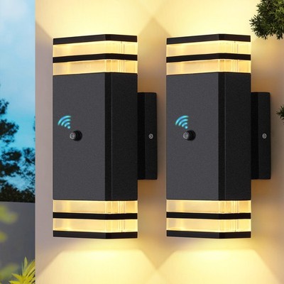 2 Pack Dusk to Dawn Up Down LED Outdoor Light, IP65 Weatherproof ,Black Aluminum