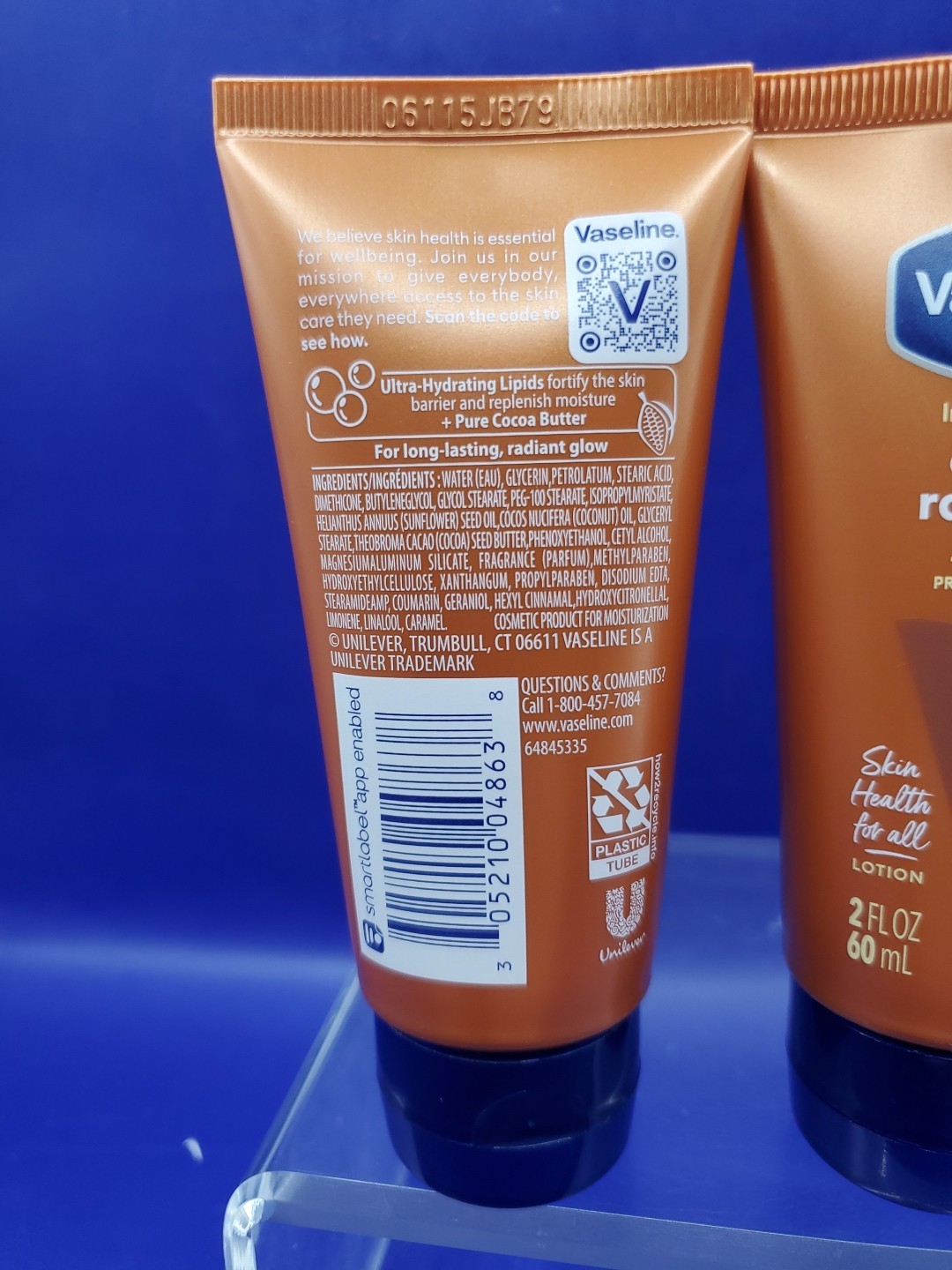 2 Pack Vaseline Intensive Care Cocoa Radiant 48hr Moisture Lotion 2oz Each