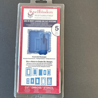 Spellbinders Resplendent Rectangles Nest New Set of 5 Metal Cutting Dies S5-147