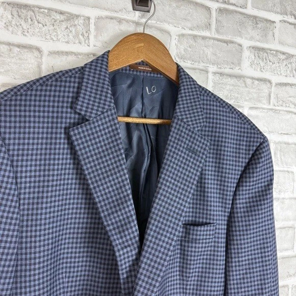 Blazer Traje Chaqueta Para Hombre Peter Millar Azul Marino y Cobalto Cuadros Guinga 2 Botones 44L Foto 2 de 4