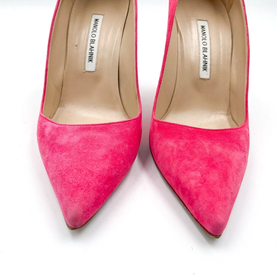 Zapatos de salón Manolo Blahnik BB de gamuza rosa intenso punta tacones de aguja talla 40/10 Foto 4 de 4