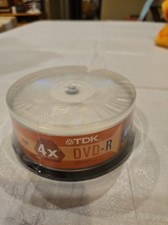 New  Sealed - TDK 4.7GB DVD-R 25-Pack Spindle 4X Compatible 120 Minute Video