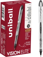 Uni-Ball Vision Elite Rollerball Pens Bold Point, 0.8Mm, Black, 12 Pack